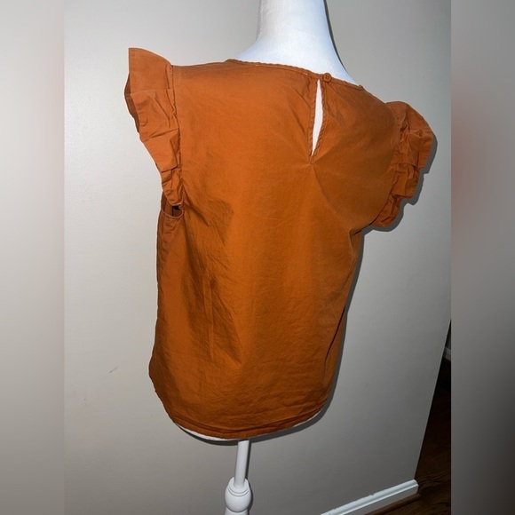 Mare Mare X Anthropologie Aime Ruffled Burnt Orange Blouse - Picture 7 of 10